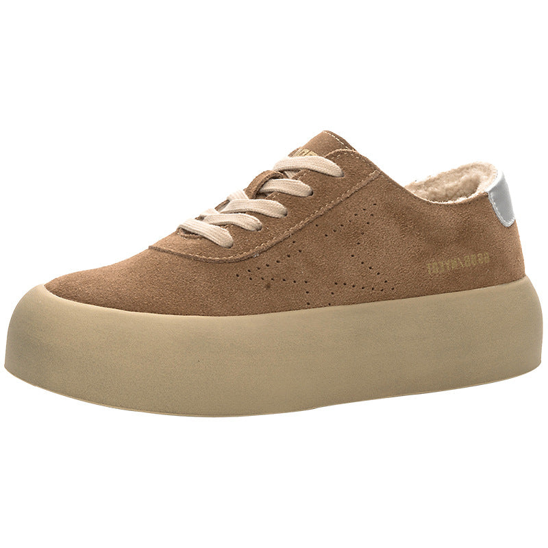 Laine épaisse chaussures chaudes en laine d'agneau femmes en cuir véritable