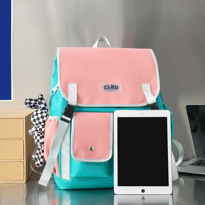 Cartable d'étudiant aux couleurs assorties, Style coréen, polyvalent, grande capacité