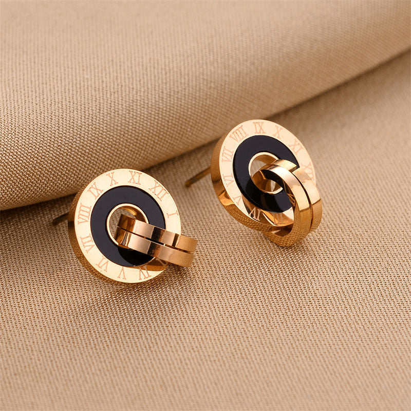 Boucles d'oreilles européennes et américaines en acier titane sans décoloration