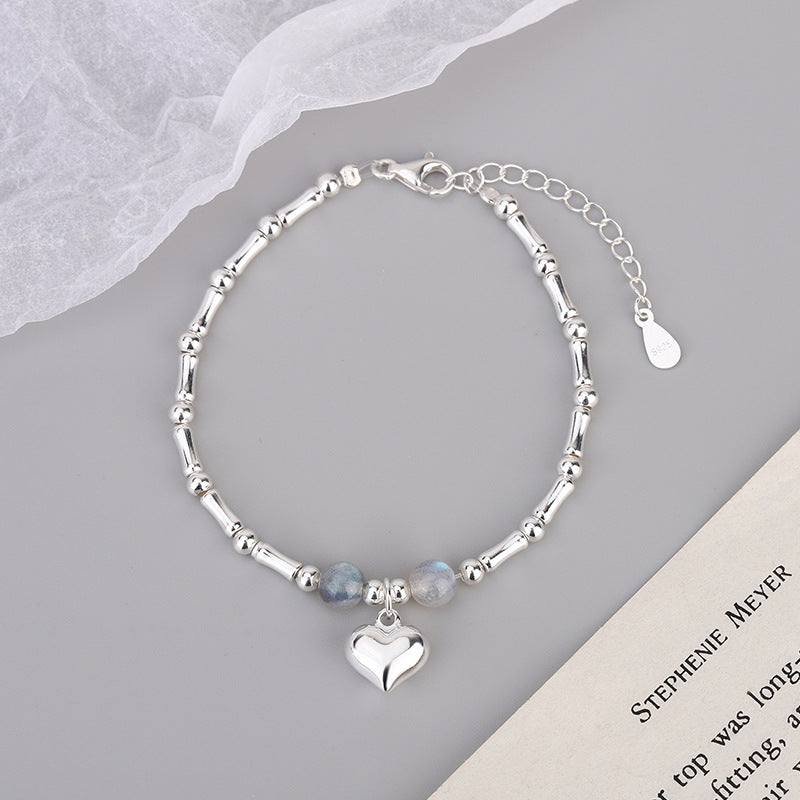 Bamboo Peach Heart Luminous Stone Bracelet