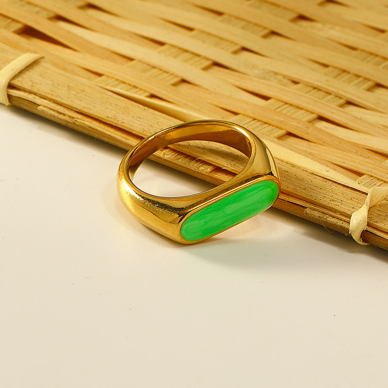 Bague d'index en acier titane brillant à texture simple de style coréen