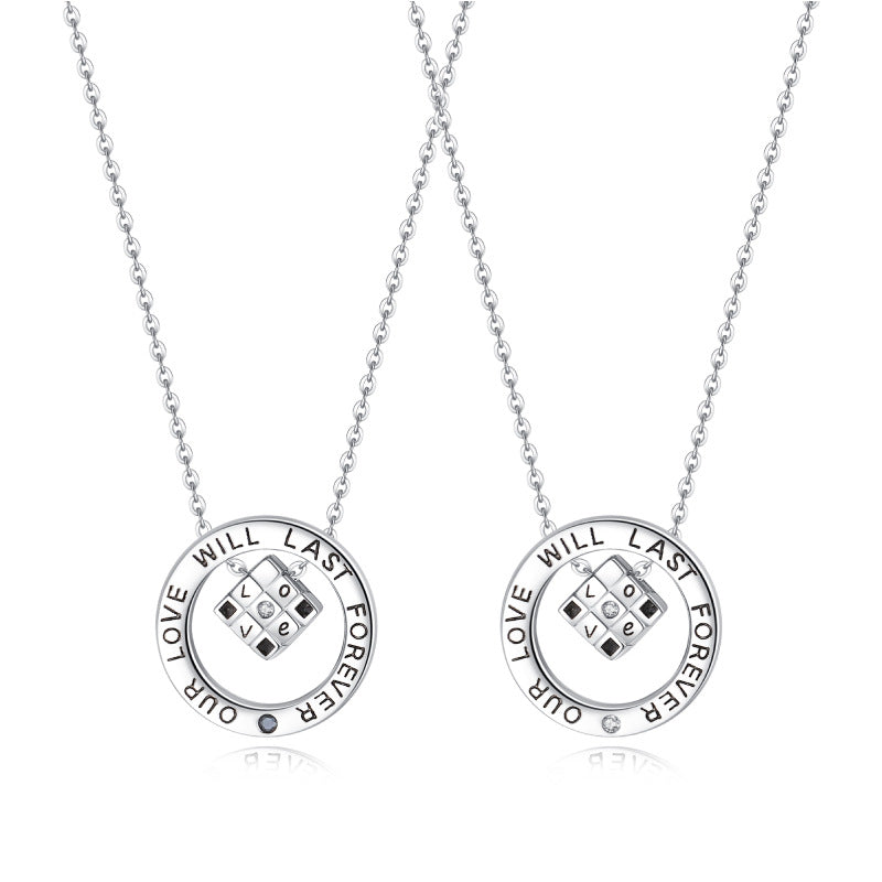 Cadena de clavícula del collar del cubo de Rubik del amor de la moda de los hombres y de las mujeres