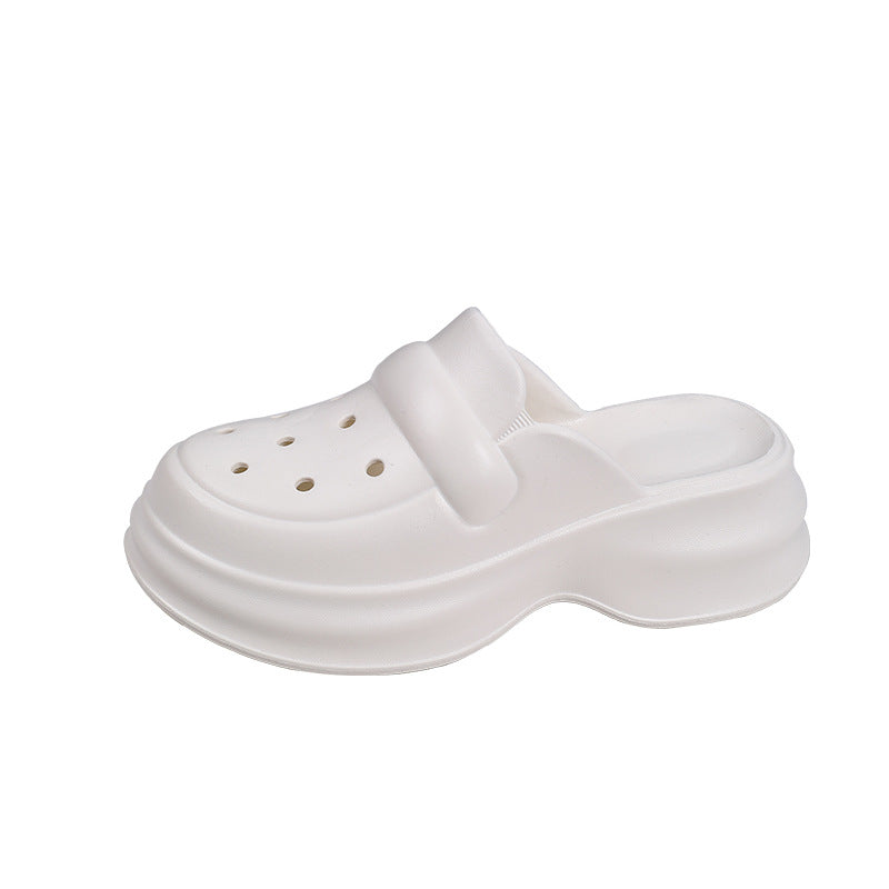 Hole Shoes Zapatillas de mitad inferior gruesa exterior para mujer