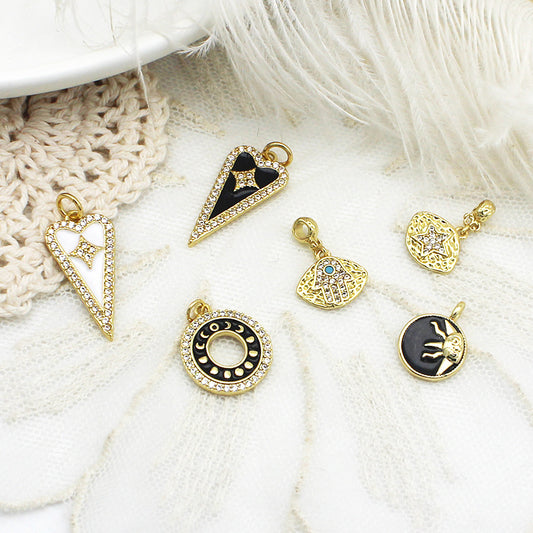 Micro-inlaid Love Sun Palm Hanging Piece Pendant Necklace Earrings Diy Material