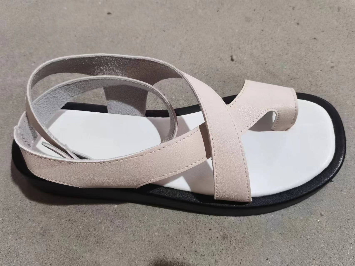 Chaussures à plateforme en polyuréthane couvrant les orteils, style romain décontracté, avec boucle en dentelle extérieure