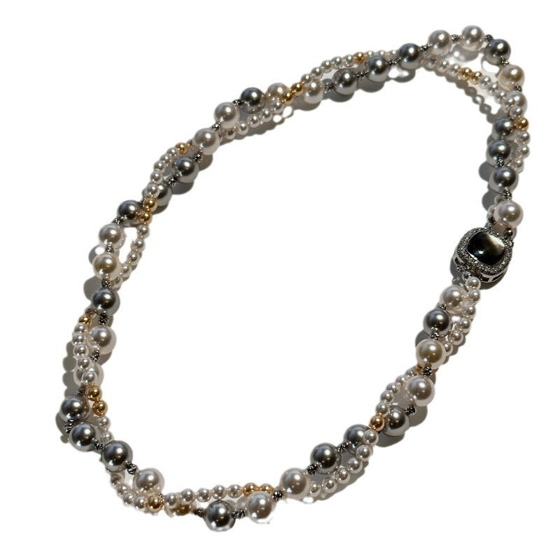 Collier Double couche carré à double usage, bijoux à la mode, micro-incrusté