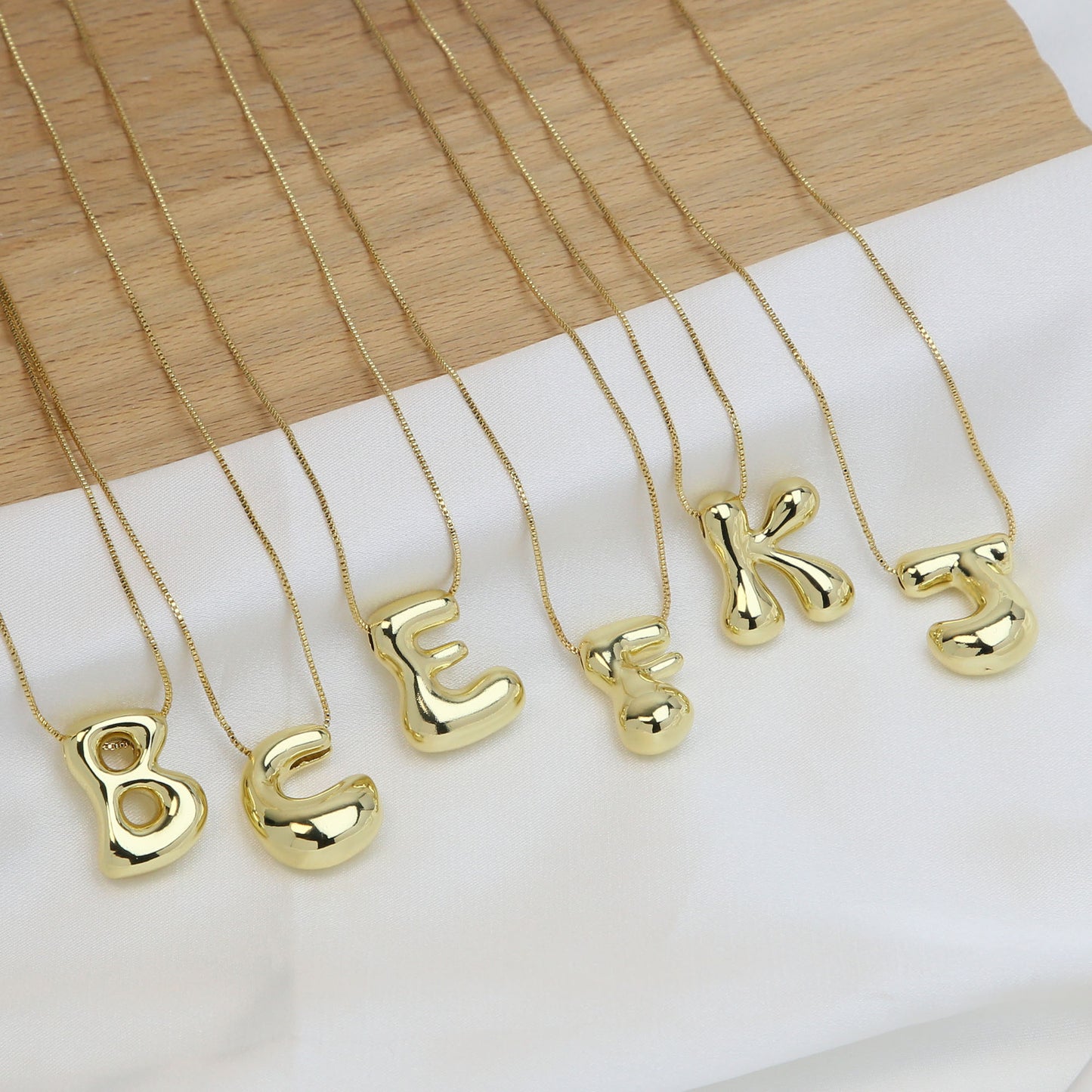 Brass Glossy Balloon English Letter Pendant Necklace