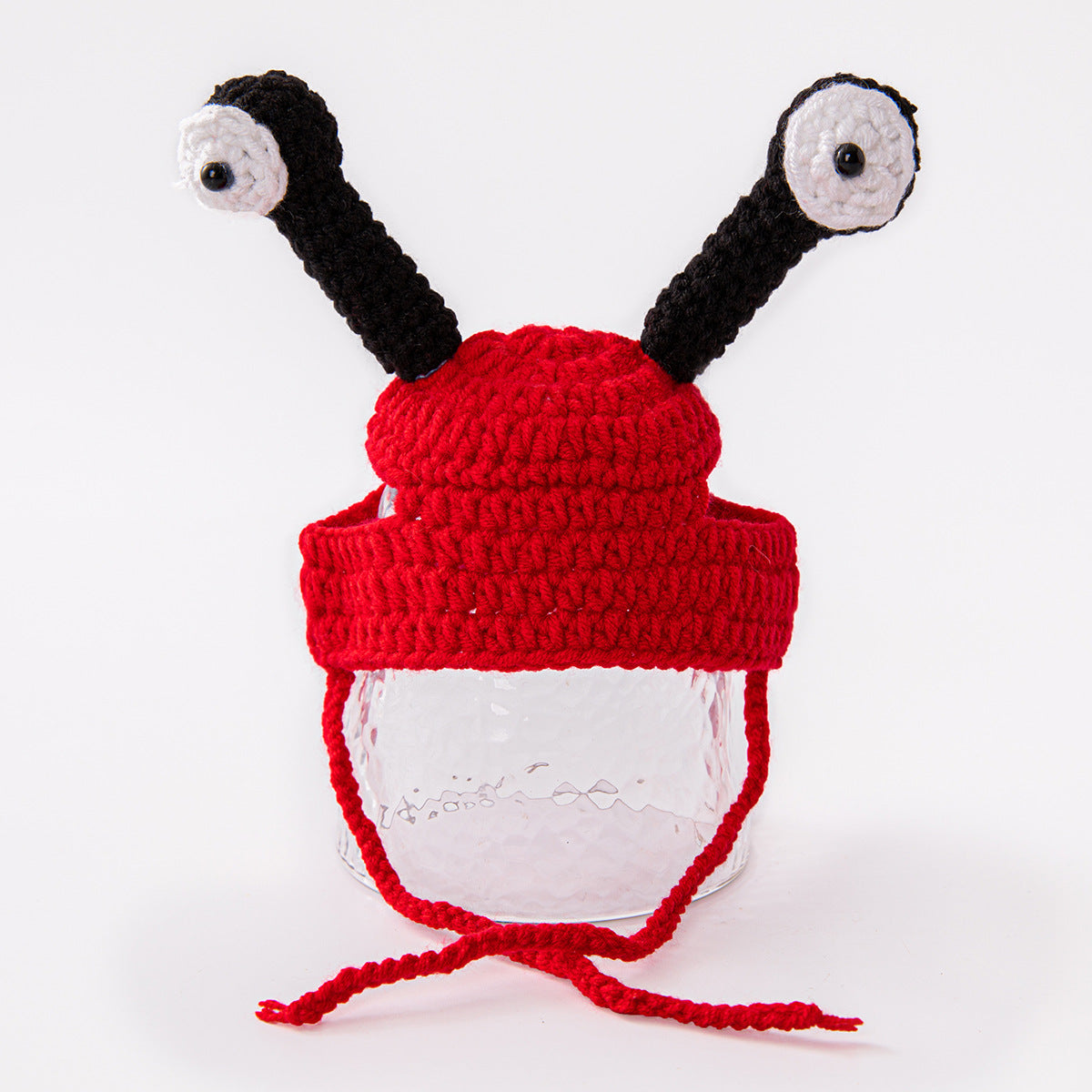 Gorro de punto con diseño de gato y encaje de cuerno de sirvienta