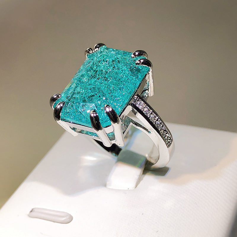 Ice Flower Gemstone Ring Fashion Cubic Oxidation