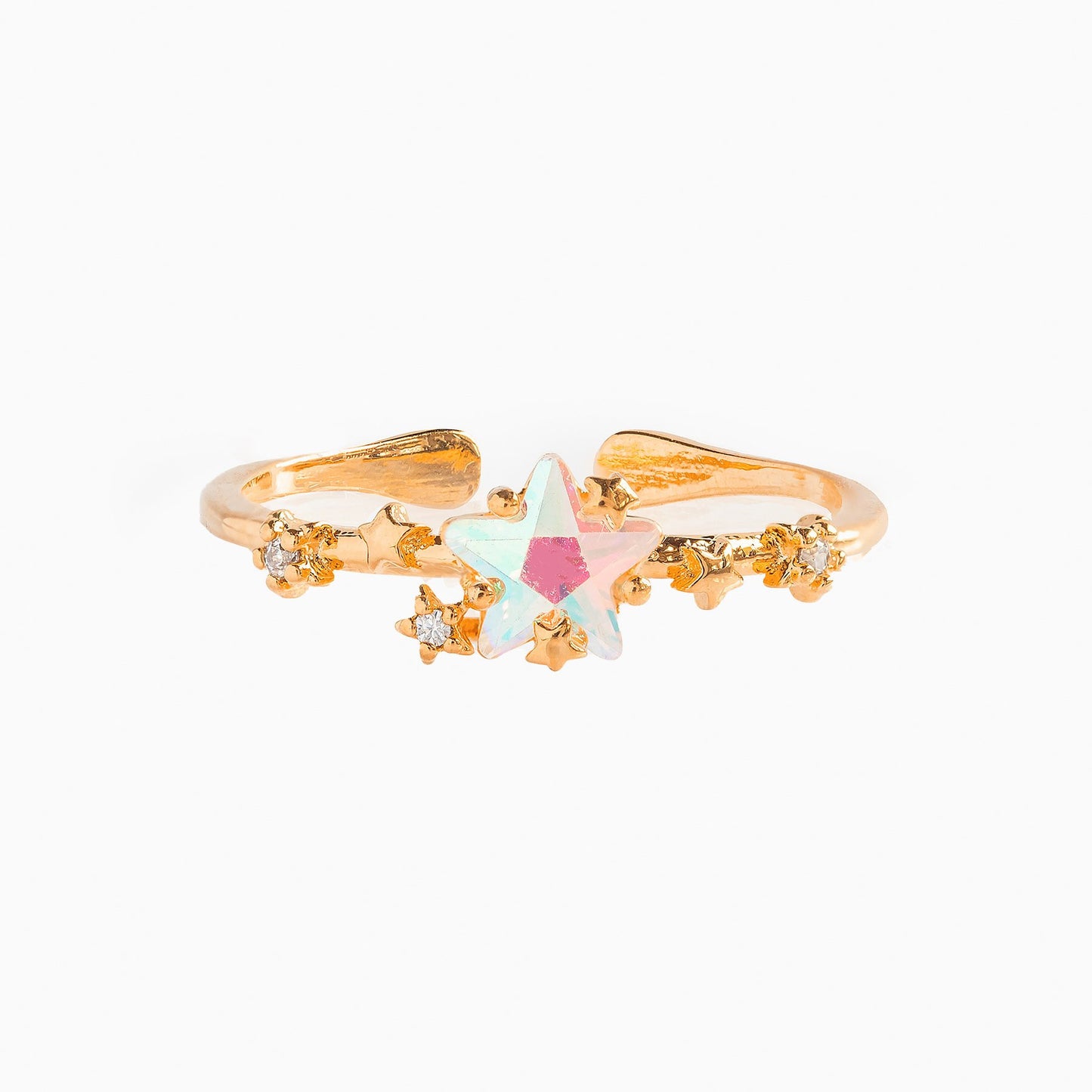 Five-pointed Star Open Ring 18K Real Gold Color Retention