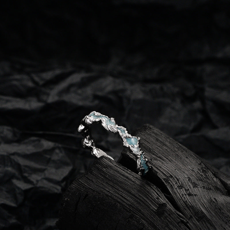 Bague époxy à texture givrée en argent sterling