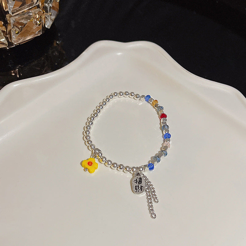 Pulsera versátil de perlas y flores de circón