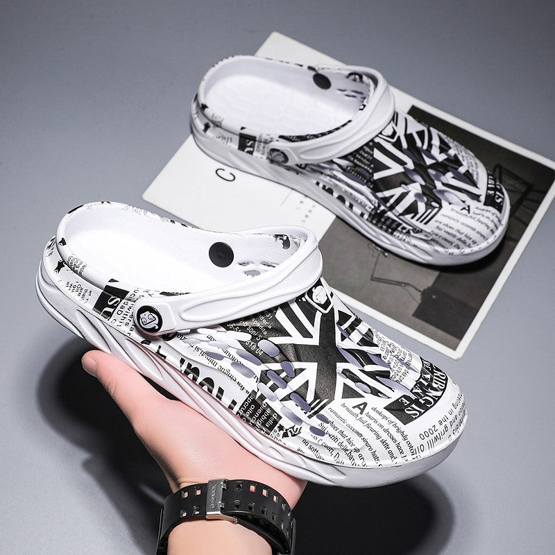 Zapatos con agujeros para hombre, zapatillas de talla grande, puntera