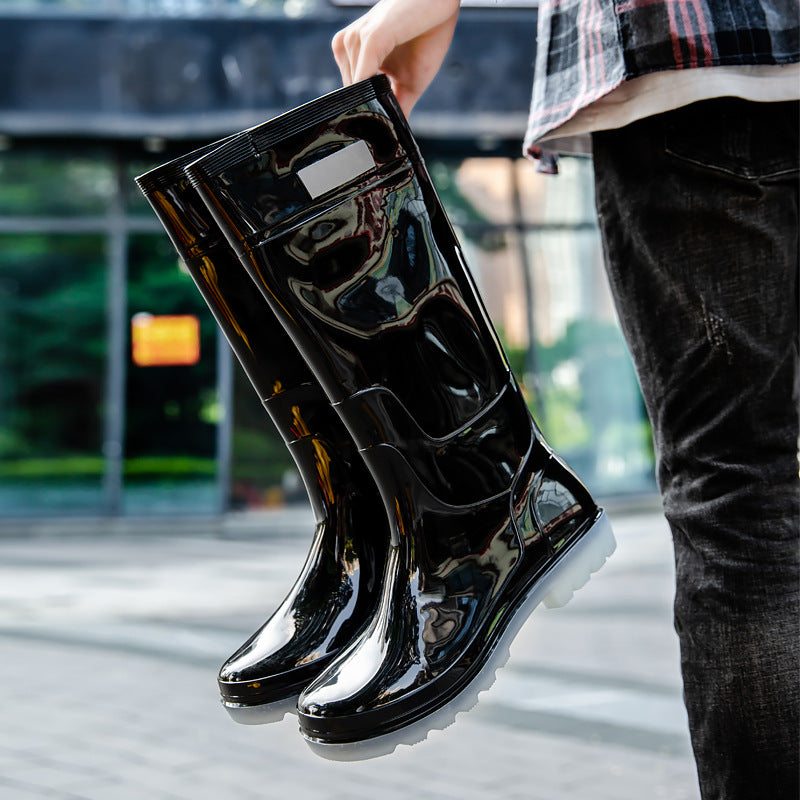 Botas de goma de tubo alto para hombre, ropa exterior, moda