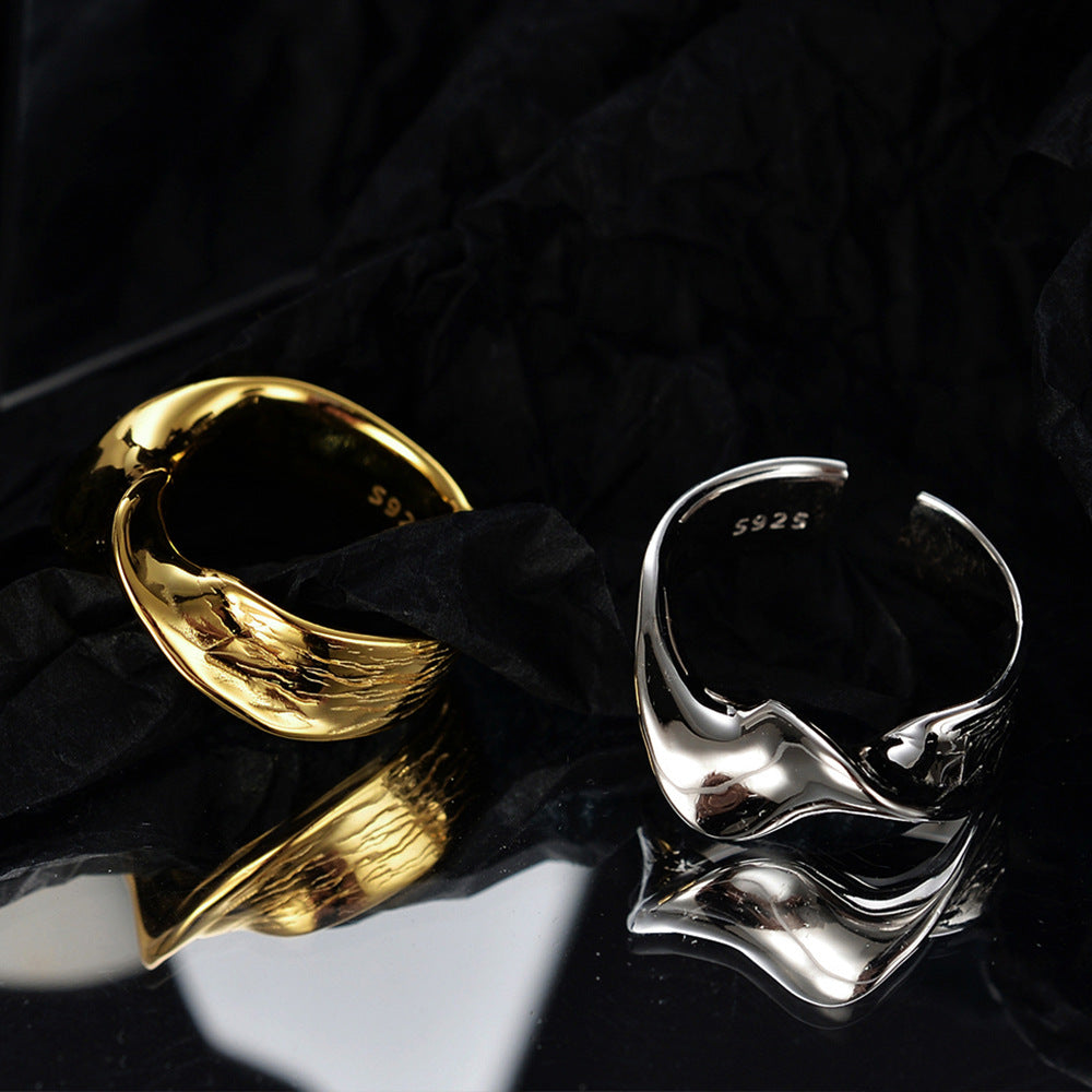 Bague fissurée en fil torsadé en argent sterling S925