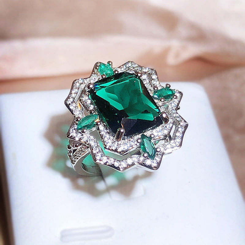 Colorful Ice Flower Cut Open Ring Female Fashion