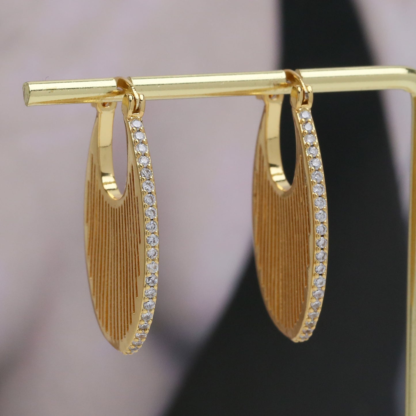 18K Gold & Small Medium And Large Brass Zircon Earrings