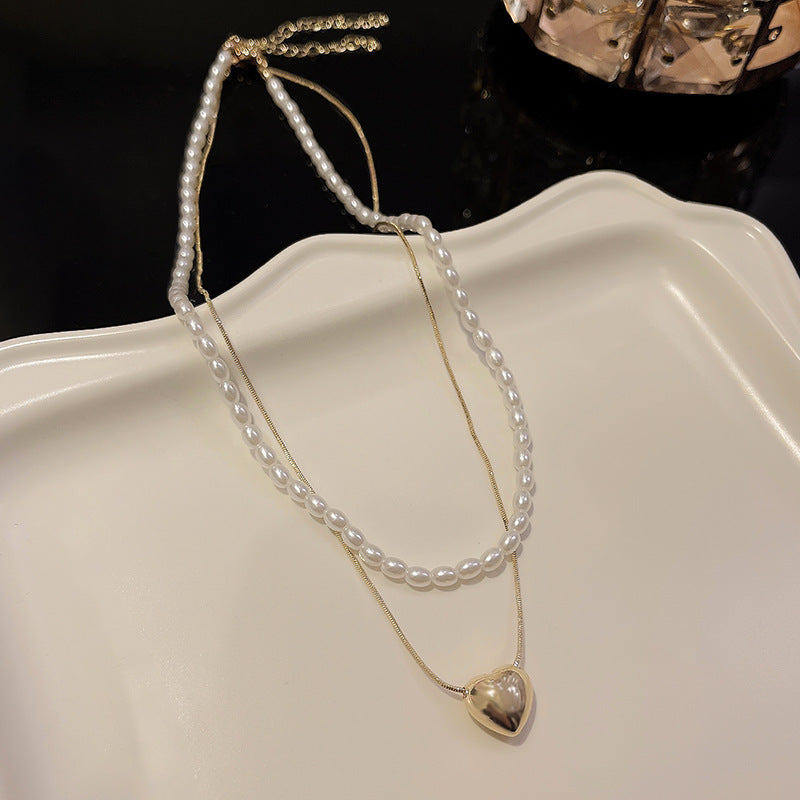 Collier de perles d'amour à coutures assorties pour femmes