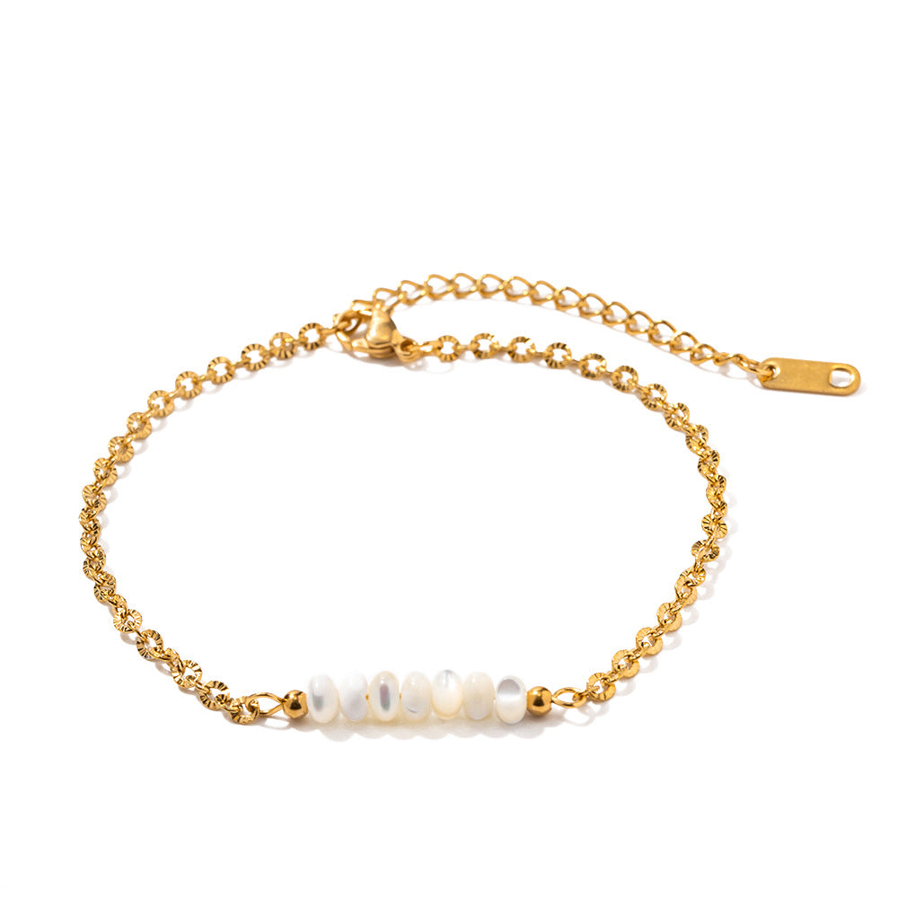 Chaîne en acier inoxydable, coquille circulaire, chaîne de pied, chaîne de perles