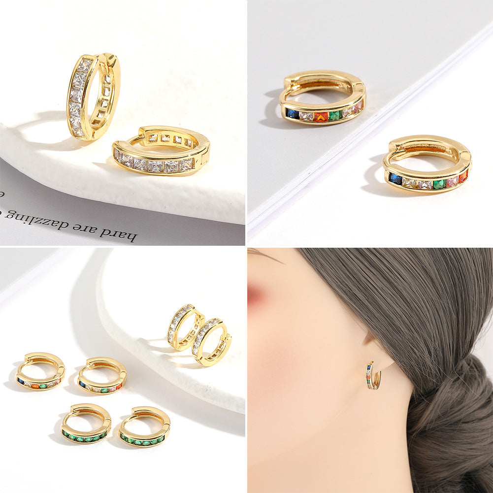 Boucles d'oreilles en or 18 carats plaqué cuivre à la mode, géométriques