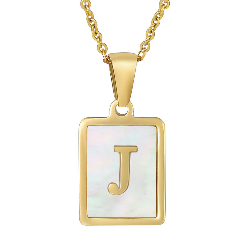 Women's Fashionable Stainless Steel Shell Letter Necklace