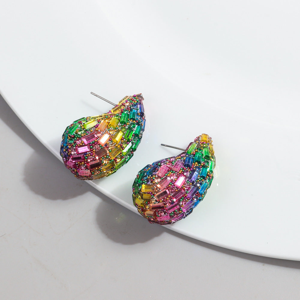 Boucles d'oreilles à tige en métal tendance et entièrement bijoux