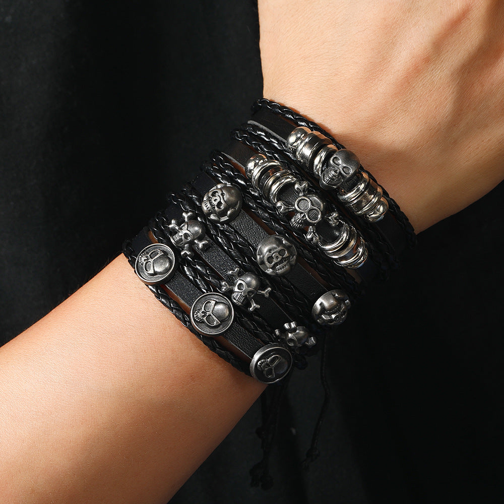Bracelet de costume multicouche cinq pièces tissé à la main pour hommes