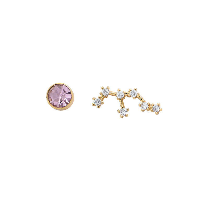 Clous d'oreilles personnalisés, 12 constellations, pierre de naissance, AB, tempérament asymétrique, aiguille auriculaire pour femme