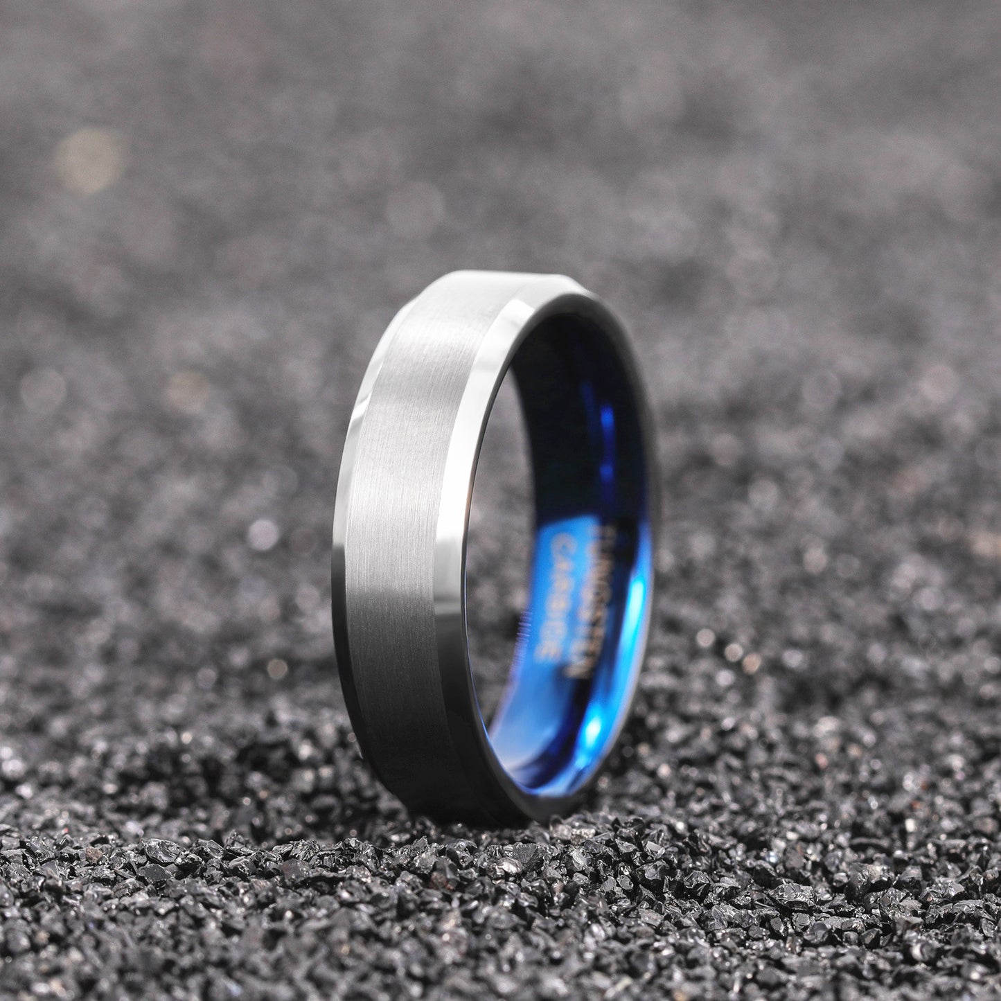 Anillo de tungsteno plateado informal a la moda para hombres y mujeres