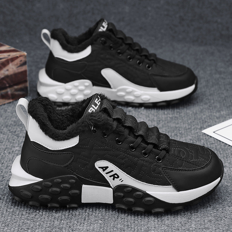 Chaussures de sécurité de travail décontractées à enfiler pour hommes, chaudes avec velours, hiver