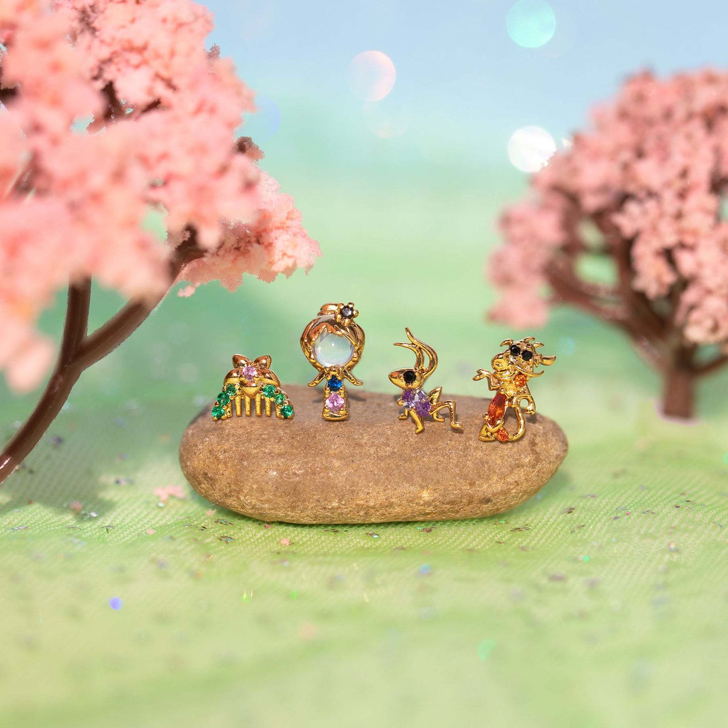 Creative Cartoon Character Micro-inlaid Color Zircon Animal Stud Earrings