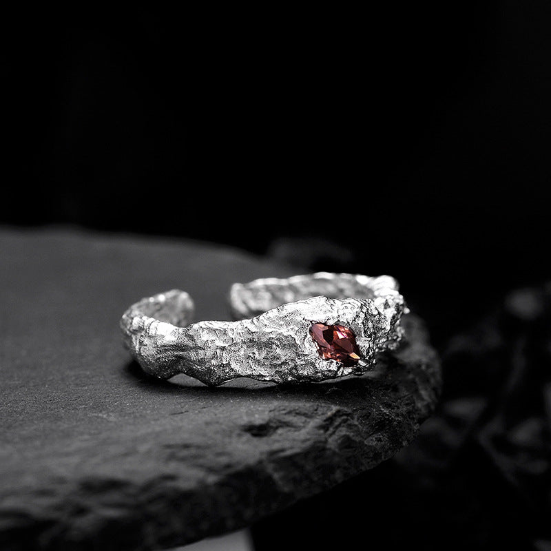 Bague à texture endommagée en argent sterling pour femmes