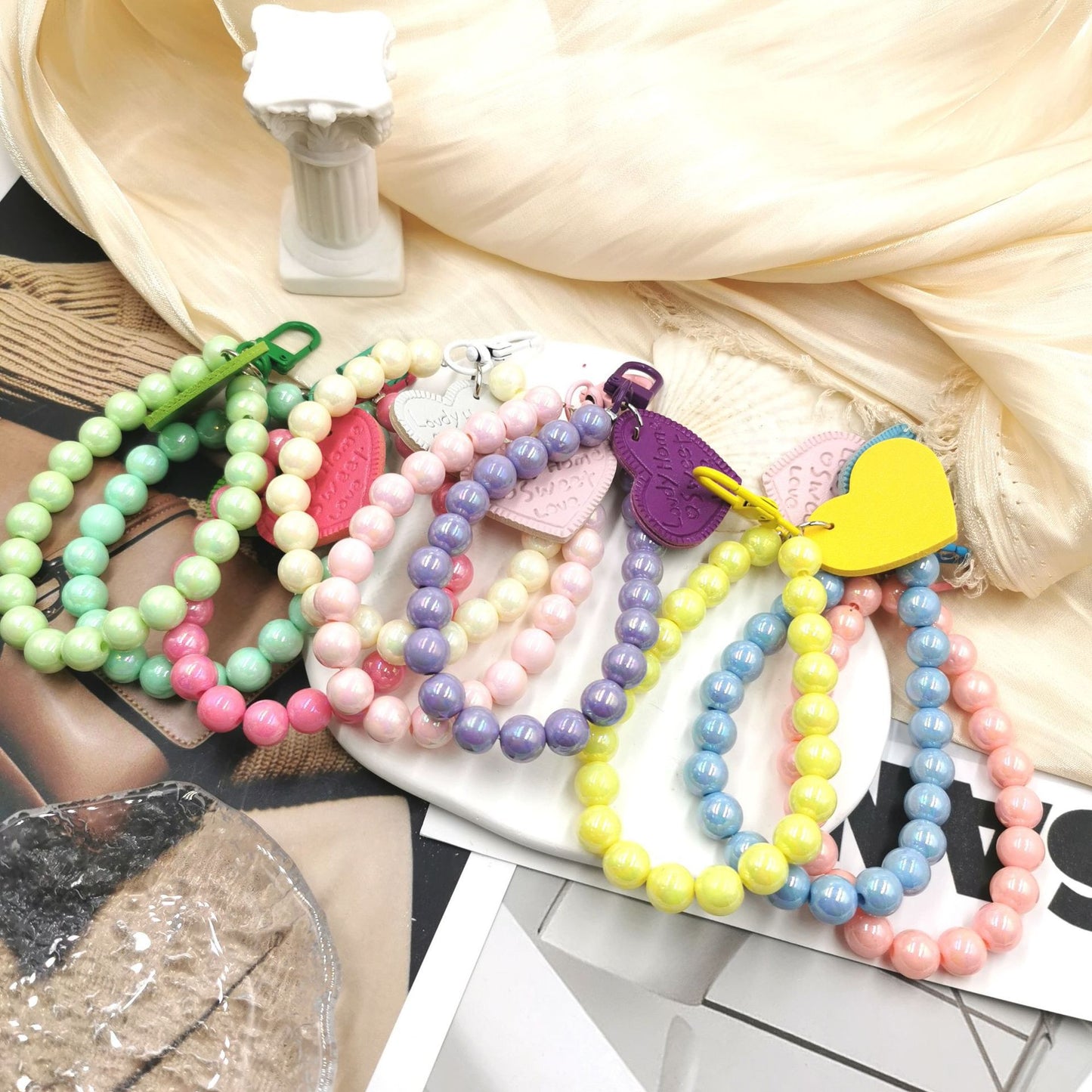 Porte-clés pour étui de téléphone bricolage, couleur bonbon à la mode