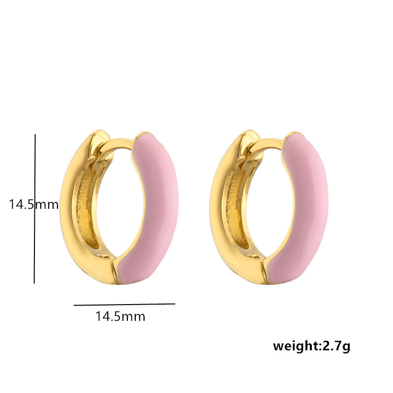 Collier de boucles d'oreilles en forme de goutte d'huile, petit chrysanthème