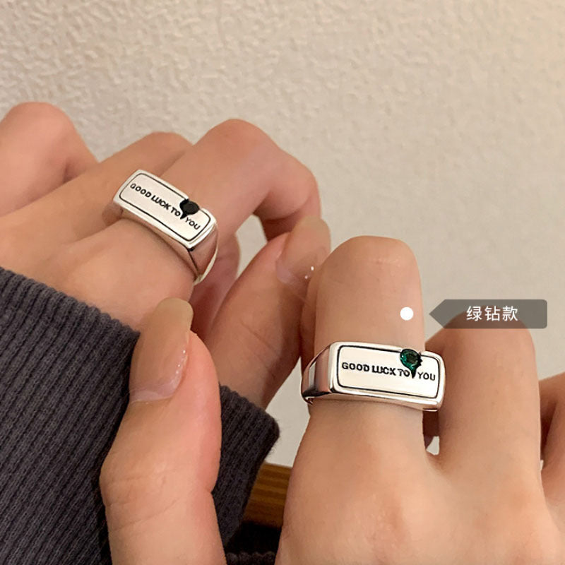 Bague Carrés Géométriques Lettres Mode Féminine