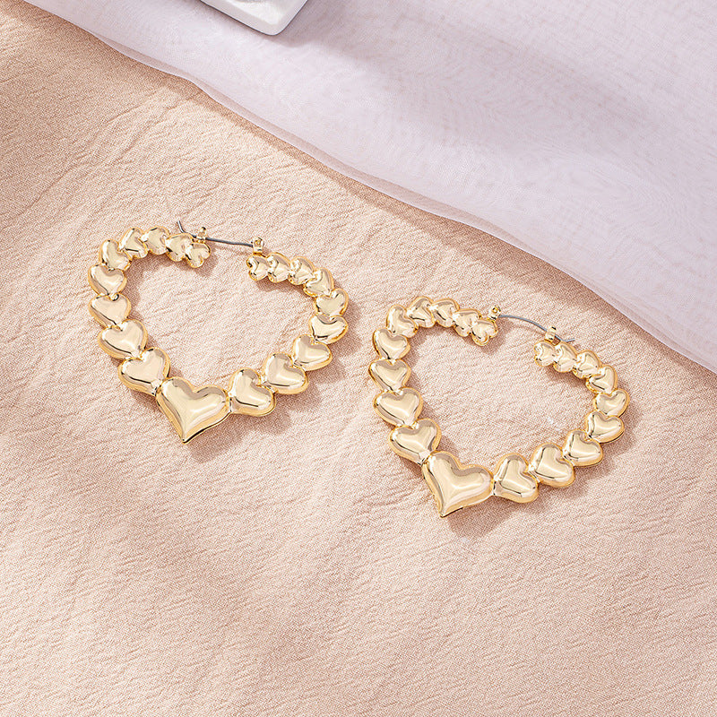 Boucles d'oreilles coeur d'amour personnalisées exagérées pour femmes