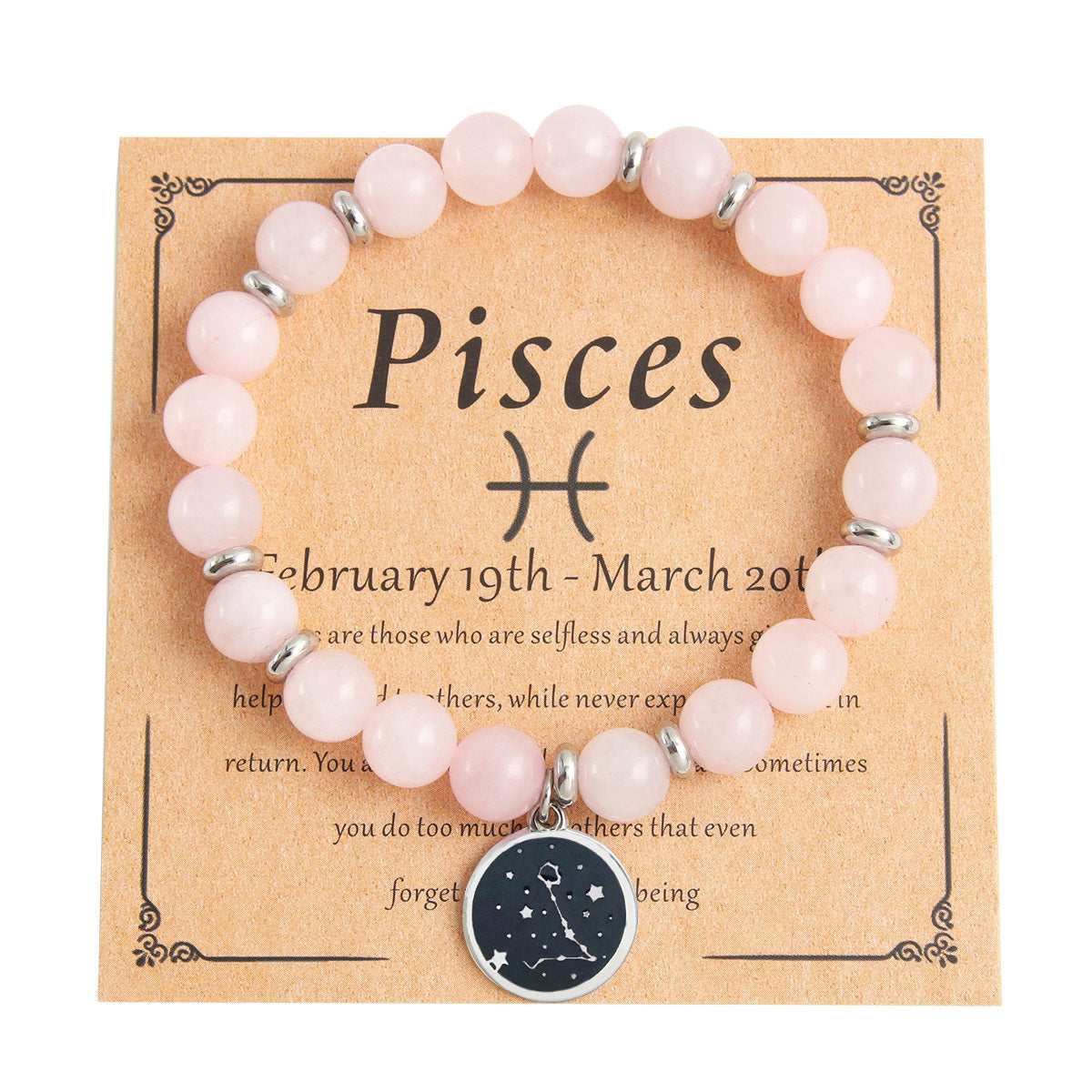 Bracelet rond en perles de pierre naturelle, pendentif rond en acier inoxydable, douze constellations