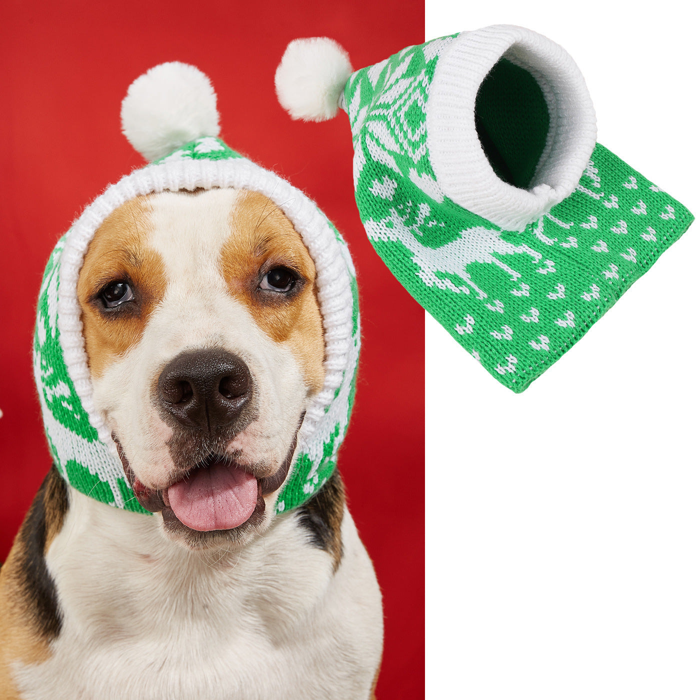 Noël nouvelle atmosphère amour flocon de neige wapiti impression tricoté chaud chien de compagnie chat boule de fourrure chapeau