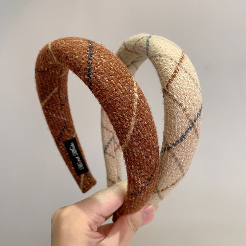 Bandeau en éponge à carreaux en laine, tempérament doux, ton chaud, haut tête de mort