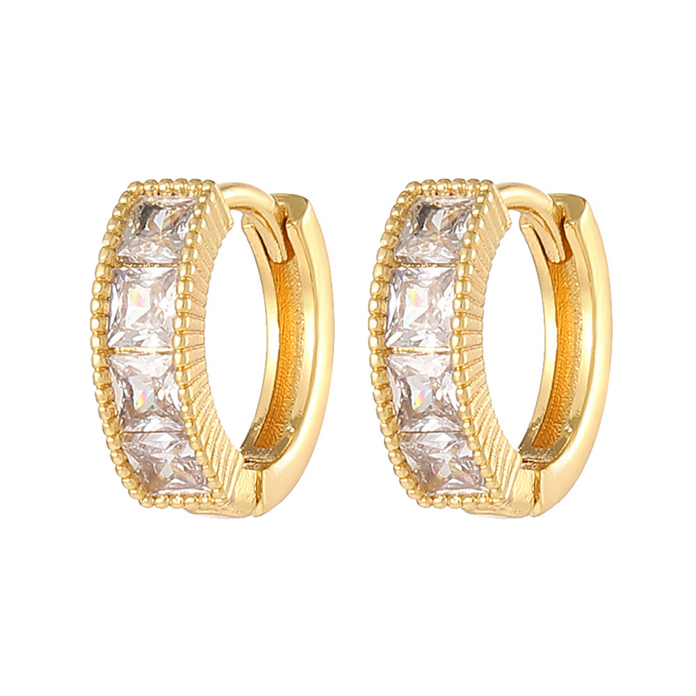 Boucles d'oreilles en or 18 carats plaqué cuivre à la mode, géométriques