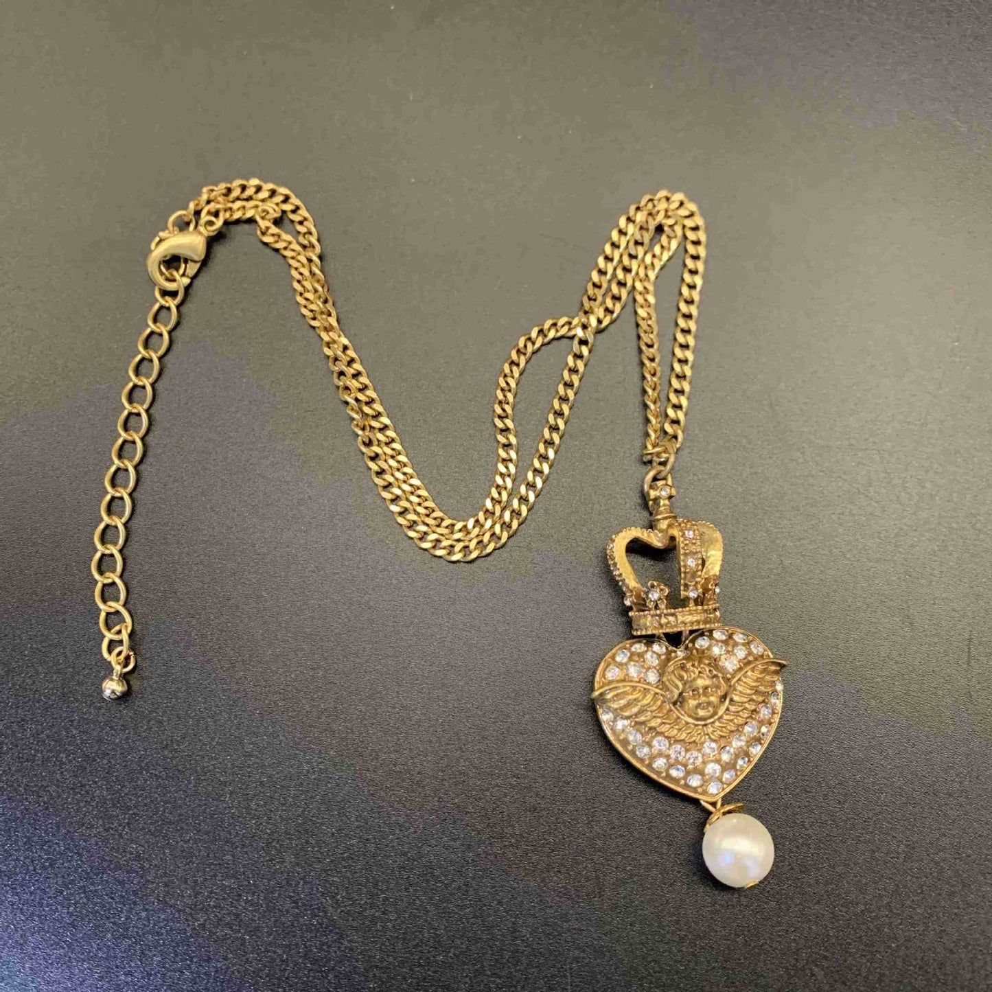 Collier de boucles d'oreilles cupidon Vintage, ornement de glaçure sculpté incrusté de diamants de haute qualité