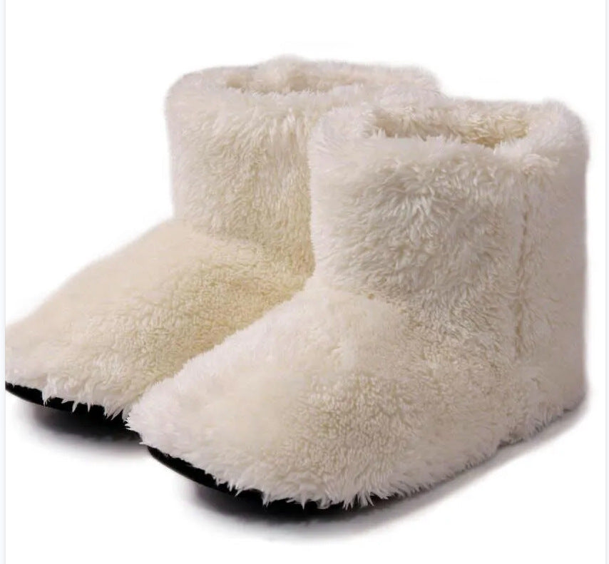 Couple bottes hautes en molleton de corail, chaussures d'intérieur en coton pour la maison