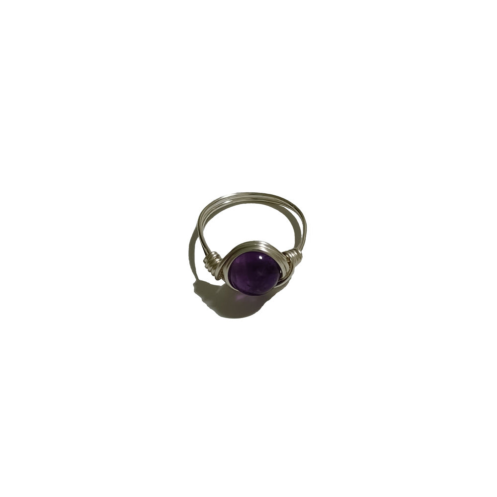 Bague d'améthyste en agate simple et naturelle à la mode