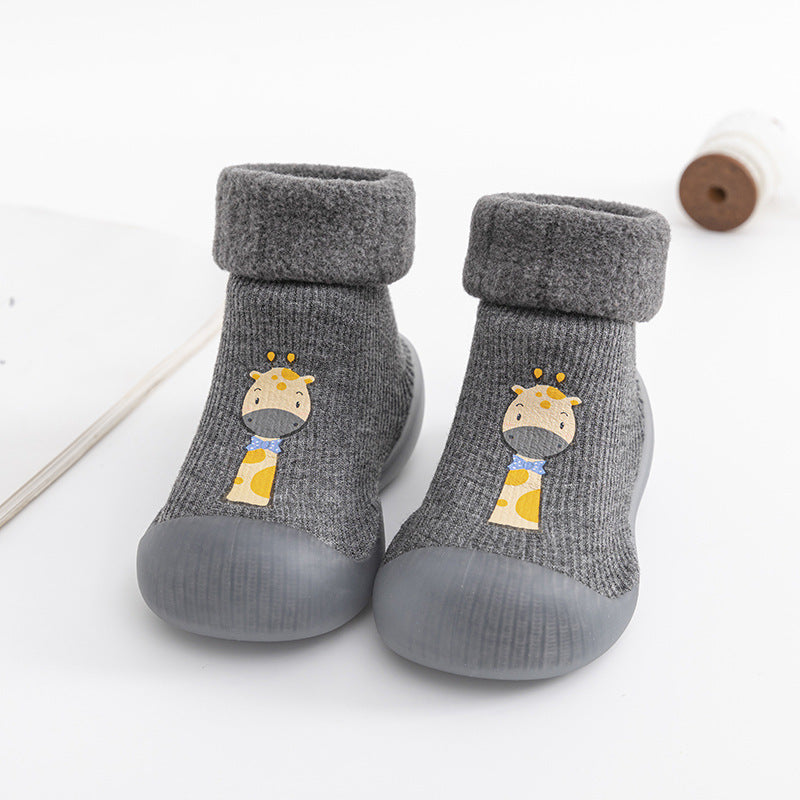 Chaussures montantes à enfiler pour bébé, chaussures épaisses doublées de polaire, automne et hiver