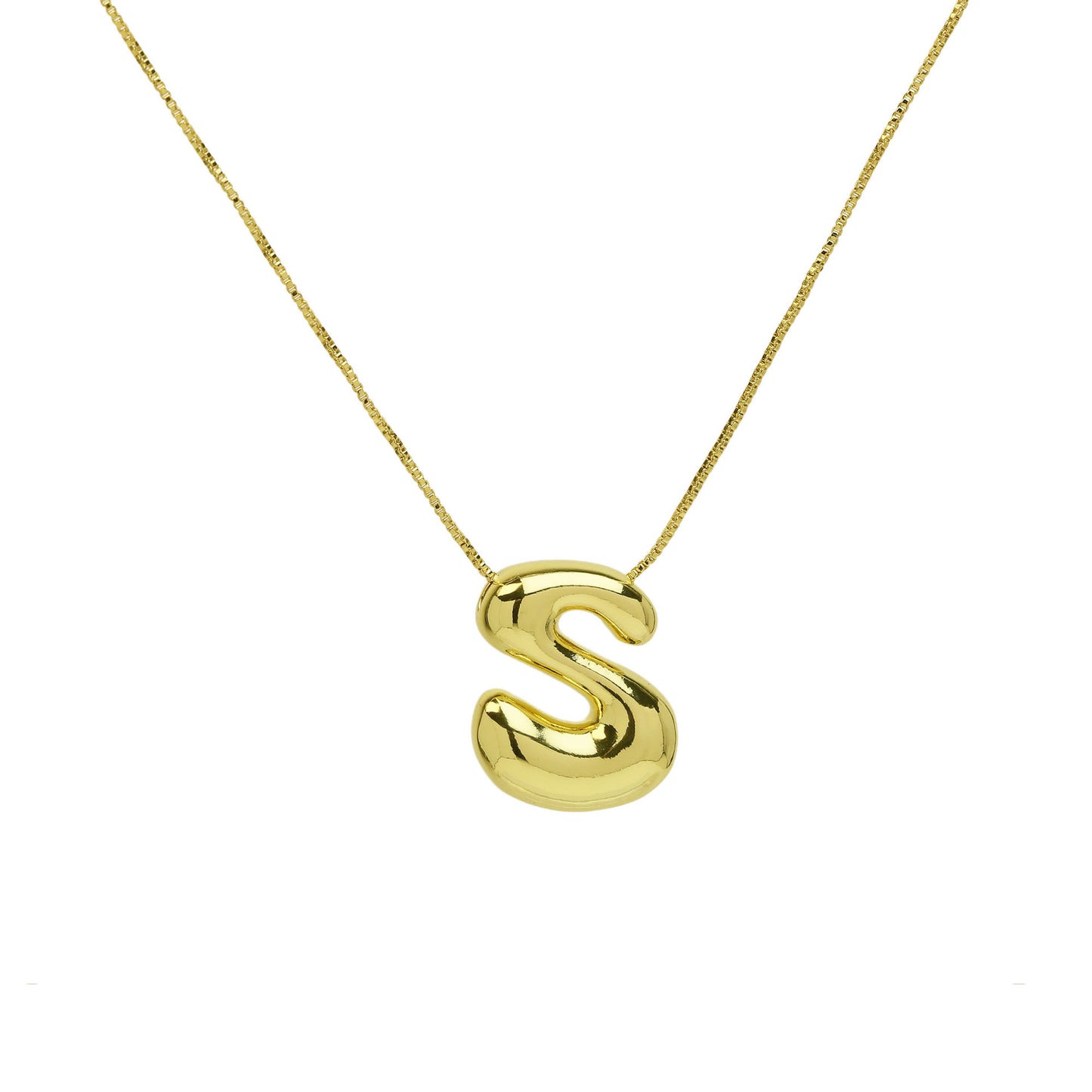 Brass Glossy Balloon English Letter Pendant Necklace