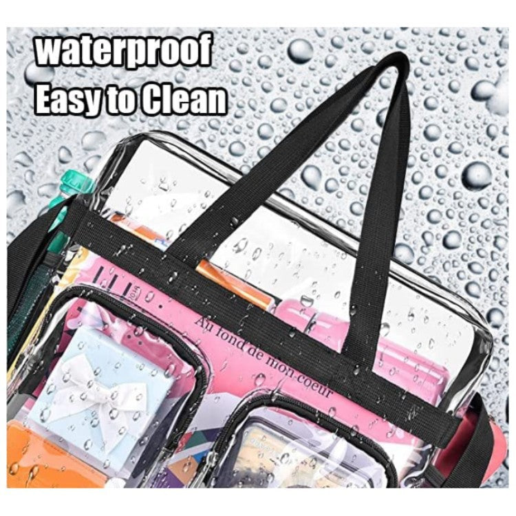 Outdoor Portable Multiple External Pockets PVC Transparent Handbag