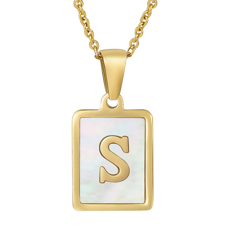 Women's Fashionable Stainless Steel Shell Letter Necklace