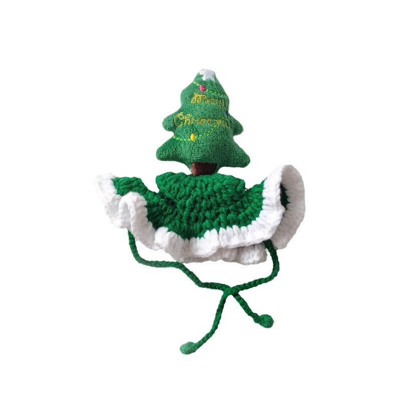 Couvre-tête d'arbre de noël pour animaux de compagnie, chapeaux crochetés tissés à la main pour chiens et chats, produits pour animaux de compagnie