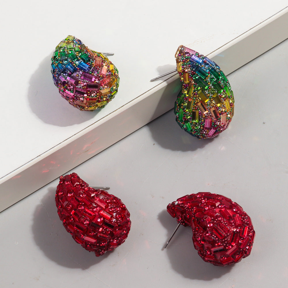 Boucles d'oreilles à tige en métal tendance et entièrement bijoux