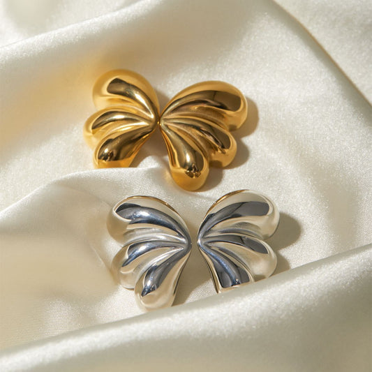 18k Gold Stainless Steel Three Petal Water Drop Earrings